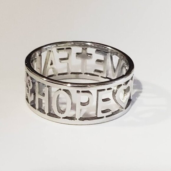 NEW LOVE HOPE RING BAND SZ 7 SILVER PLATED PROTECTION BLESSING - Picture 2 of 5